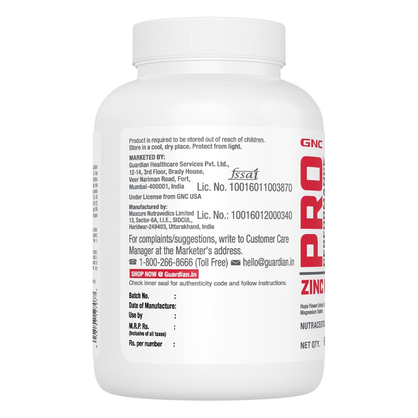 Zephivo GNC Pro Performance Zinc Magnesium Amino Complex | 60 Tablets | Promotes Restful Sleep | Relieves Stress | Boosts Immunity | Calms Nerves | Contains Vitamin B6 & Hops Flower Extract | USA Formulated