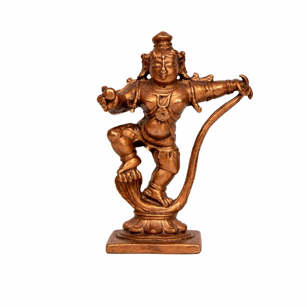 Pure Copper Nartha Krishna Murti | Handcrafted Copper Idol for Pooja Room, Vastu Decor | Traditional & Auspicious Religious Hindu God Showpiece & Gift Item | 95gm (6.5x6 cm)
