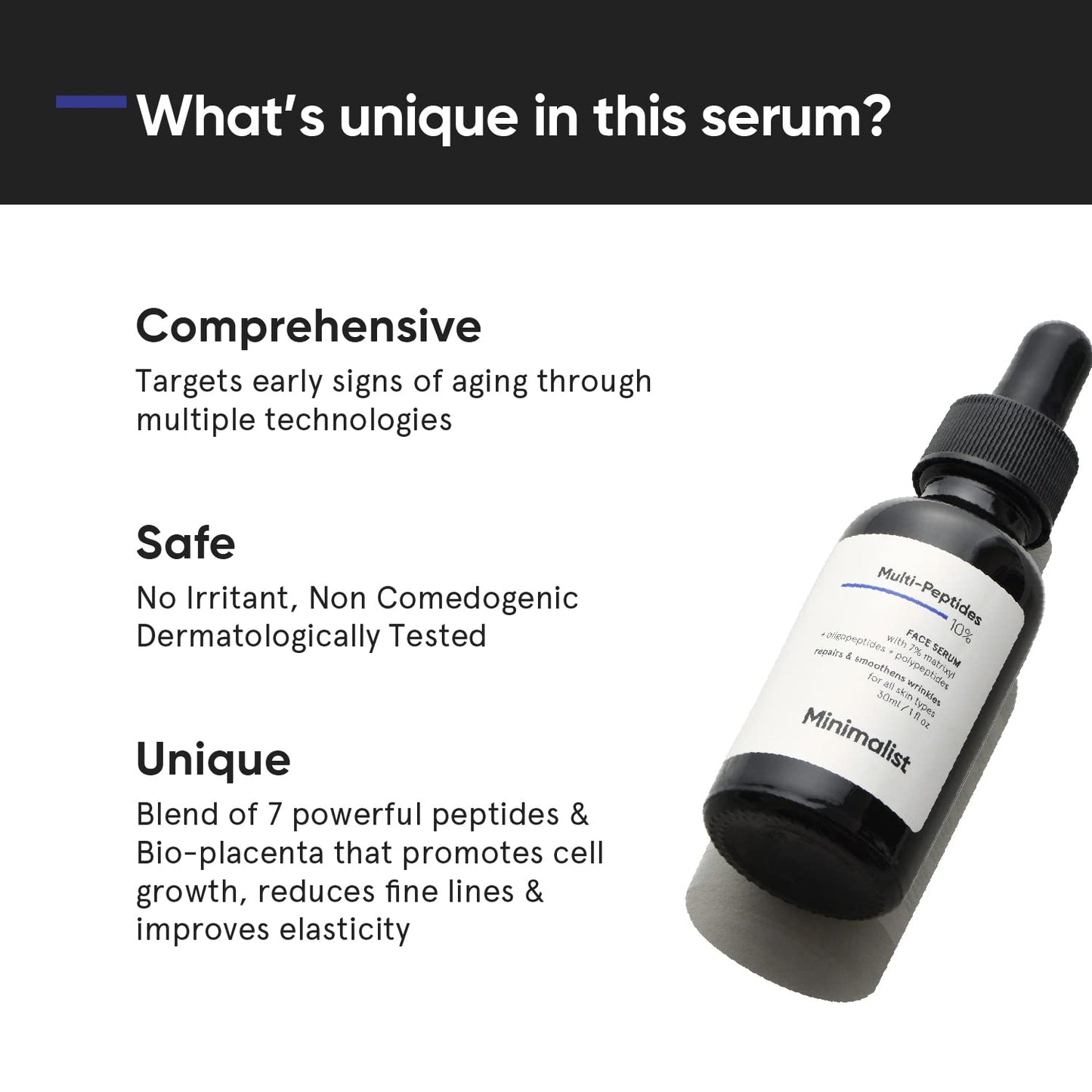 Minimalist Multi Peptide Night Face Serum for Ageless Younger Skin, 30 ml | Collagen Boosting, Hydrating & Overnight Repair Serum for Women & Men with 7% Matrixyl 3000 & 3% Bio-Placenta