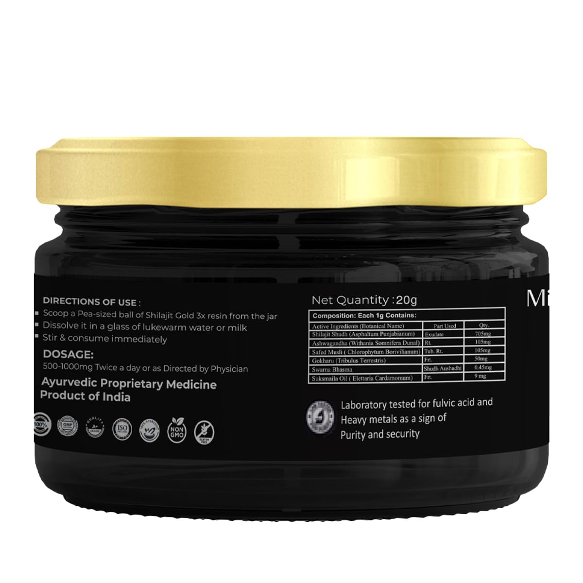 Zephivo Miduty Shilajit Gold 3X - Ashwagandha - Himalayan Shilajit Gold - Original Shilajit Gold Resin - Shilajit for Men - 20g