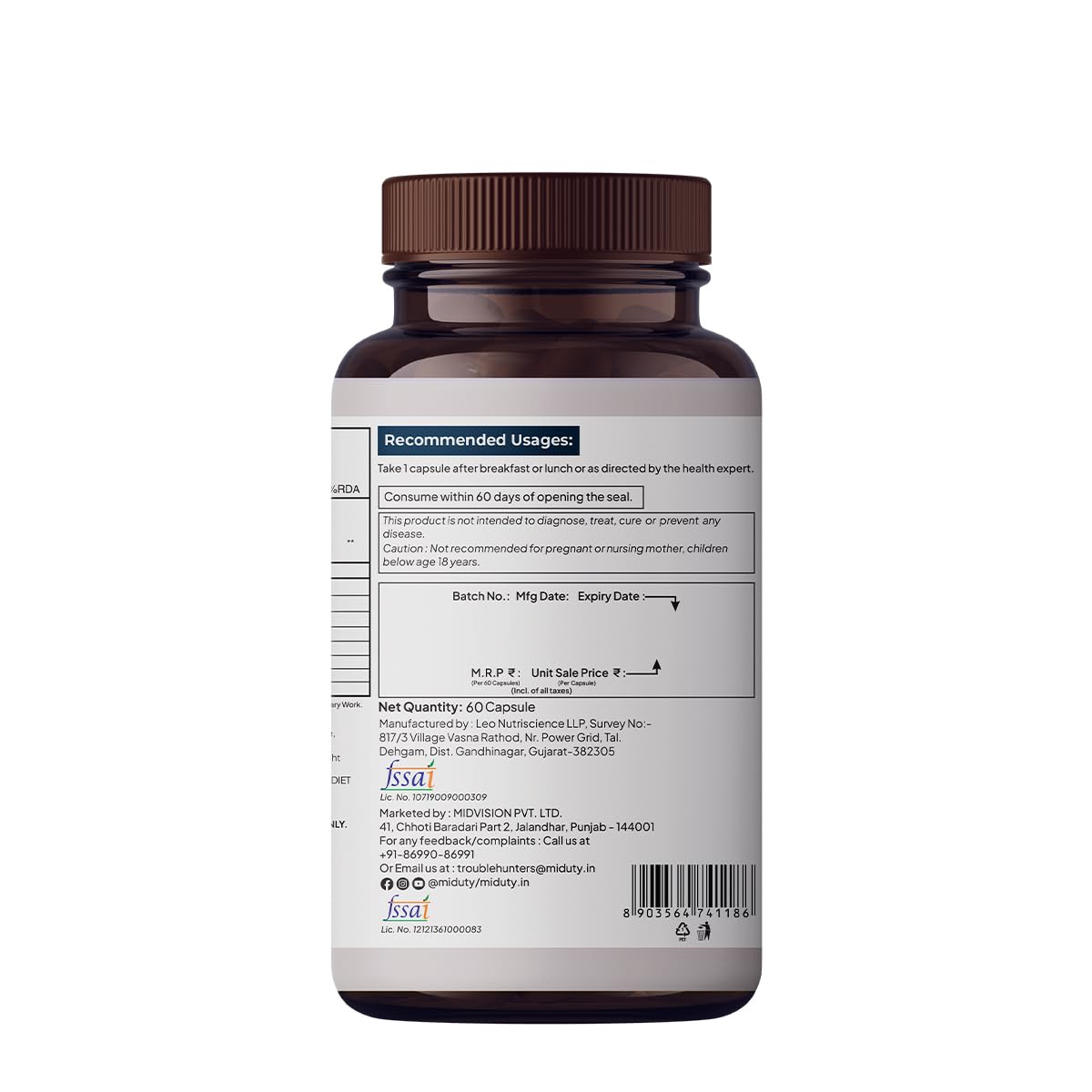 Zephivo Miduty by Palak Notes Vitamin ADK, Vitamin D3 and K2 Supplements, Cholecalciferol Vitamin D3, Boost Immunity, Stronger Bones, Vitamin ADK Supplement, Immunity Booster Capsule - 60 Capsules