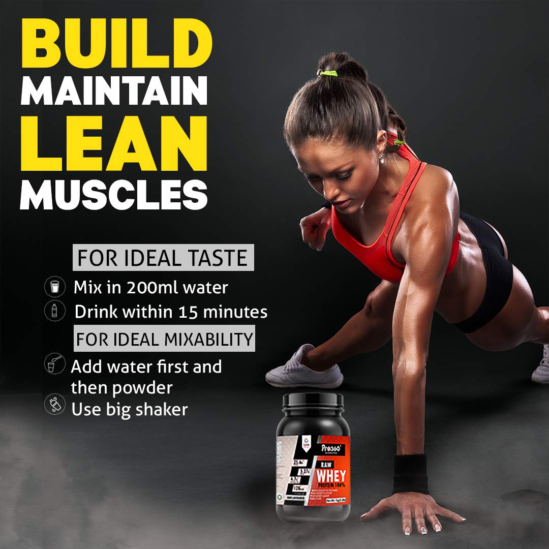 Pro360 Raw Whey Protein 100% Whey with Digestive Enzymes, 26.6g Protein, 5.97g BCAA, 4.7g Glutamic Acid per Serving) - No Added Sugar, No Fillers - Unflavored (1kg pack)