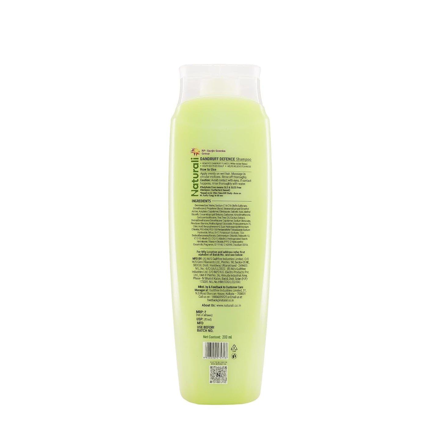 Naturali Australian Tea Tree Non-Drying Dandruff Defence Shampoo 200 ml | Removes Dandruff from Source | Soothes Itching, Irritation | Strong & Smooth Hair | For Men & Women | No Sulphate No Paraben