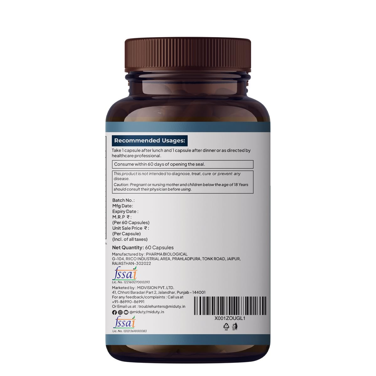 Zephivo Miduty Palak Notes Triple Thyroid Care Supplement - Rapid Action Formula - KSM-66 Ashwagandha - Sea Kelp - Zinc - Vitamin B1-Selenium-L-Tyrosine - Supports Thyroid Health - Good mood - 60 Capsules
