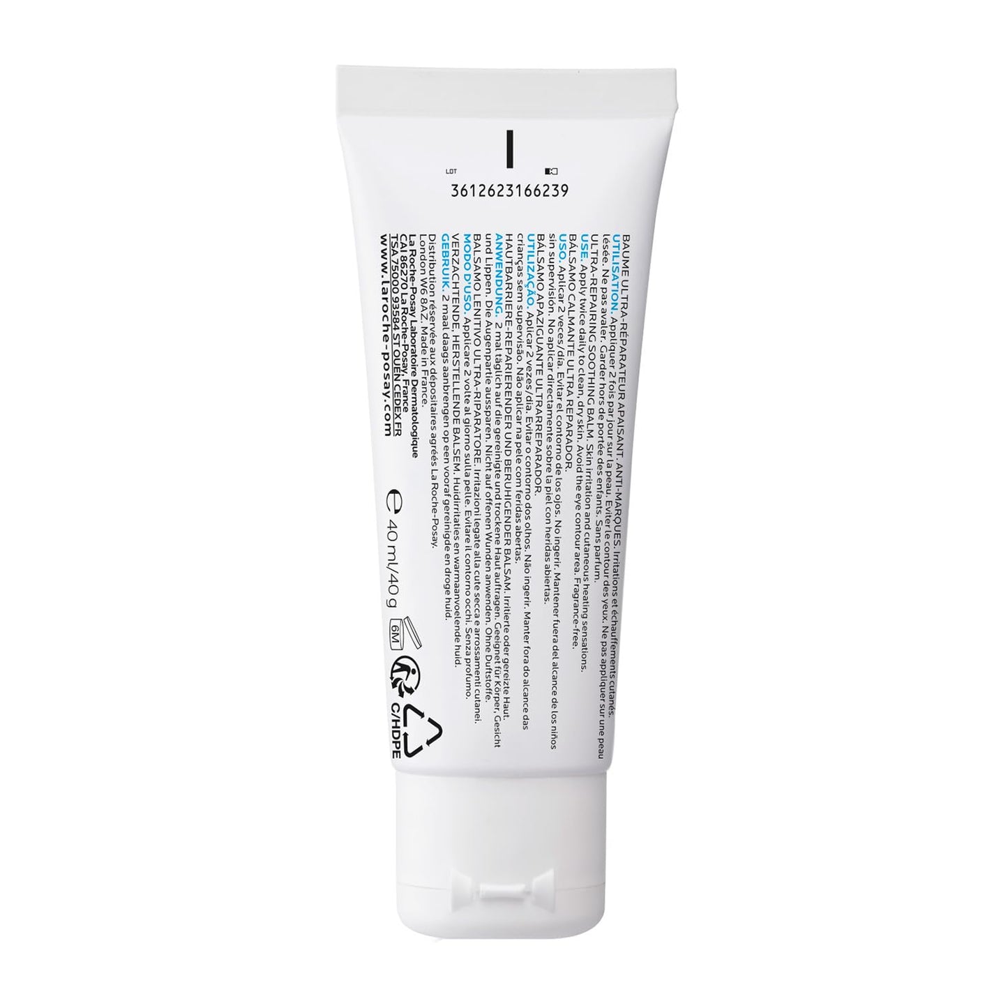 White tube with text on a white background