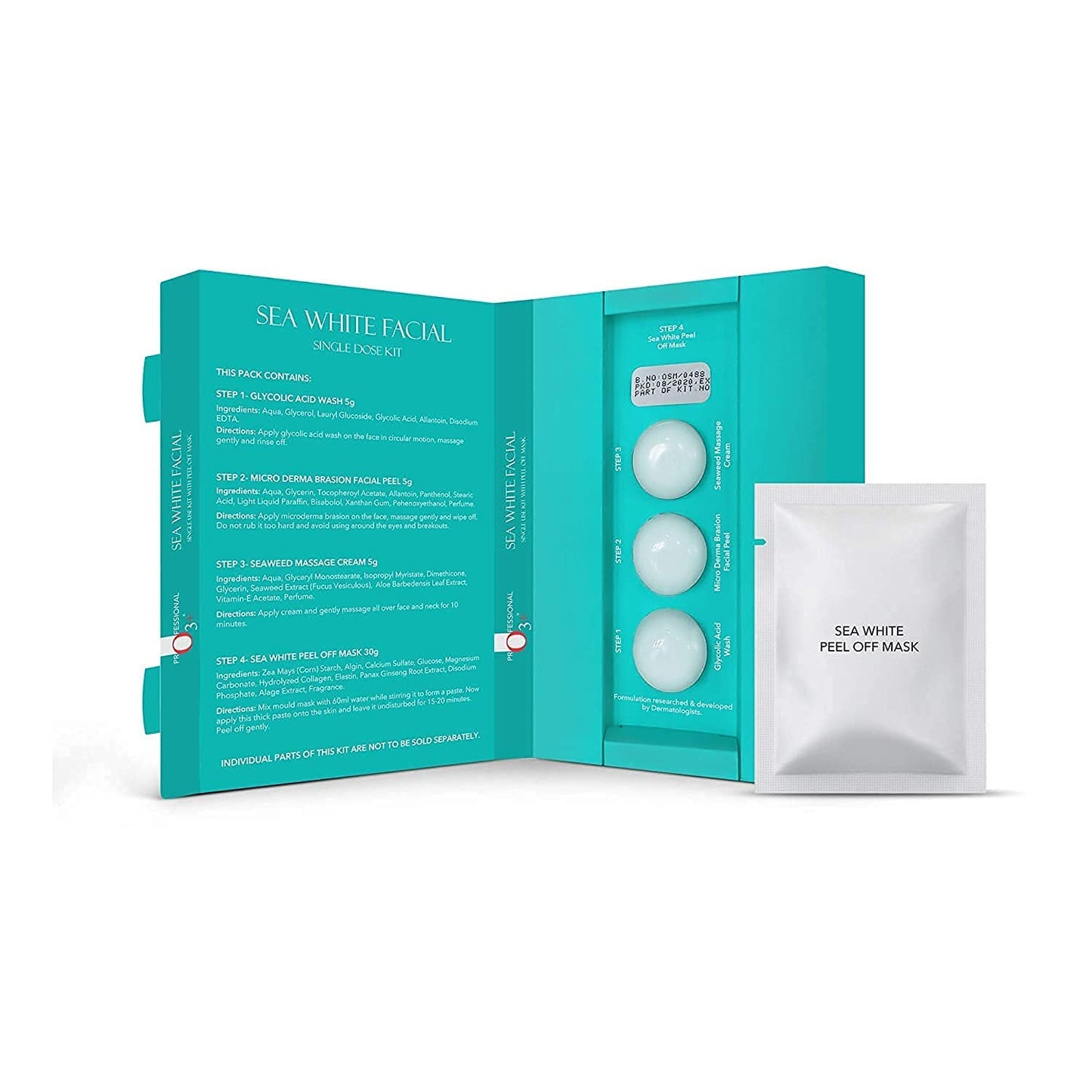 Zephivo O3+ Sea White Brightening Facial Kit With Peel Off Mask Suitable For Normal To Oily Types (45g, Single Use Facial Kit)