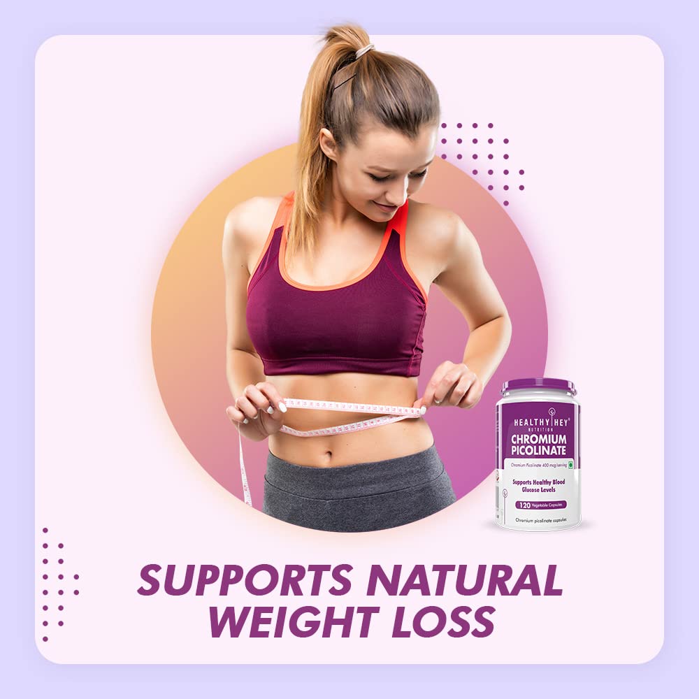 Zephivo HealthyHey Nutrition Chromium Picolinate -Support Glucose Metabolism (High Absorption) 120 Capsules, Non-GMO, Gluten Free