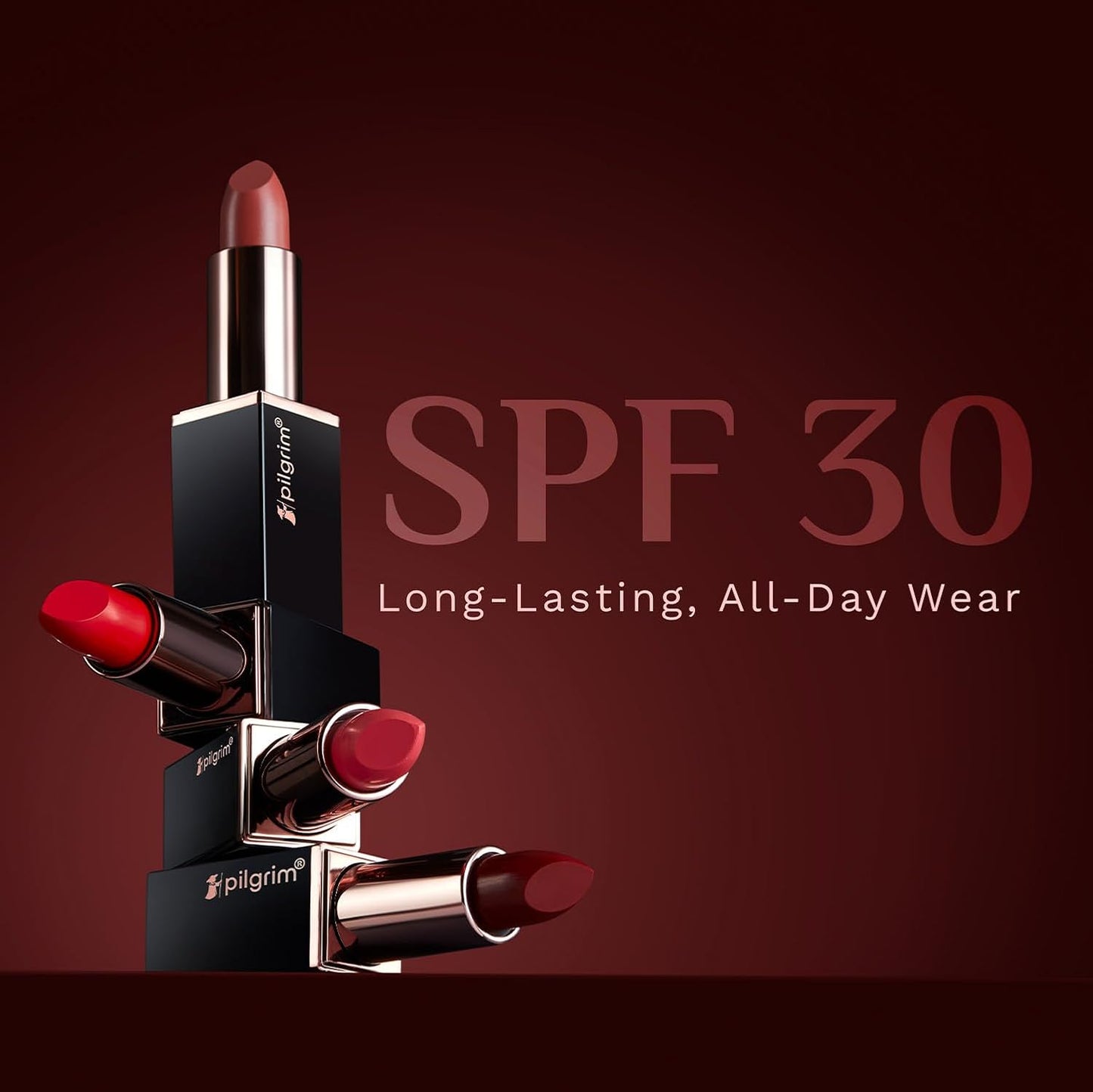 Pilgrim Matte Me Up Bullet Lipstick 4.2g | Creamy, Lightweight, Bold, Non Drying | SPF 30 | Enriched With Hyaluronic Acid & Spanish Squalane | Lipstick for dusky skin tone | Chocolate Tease -32