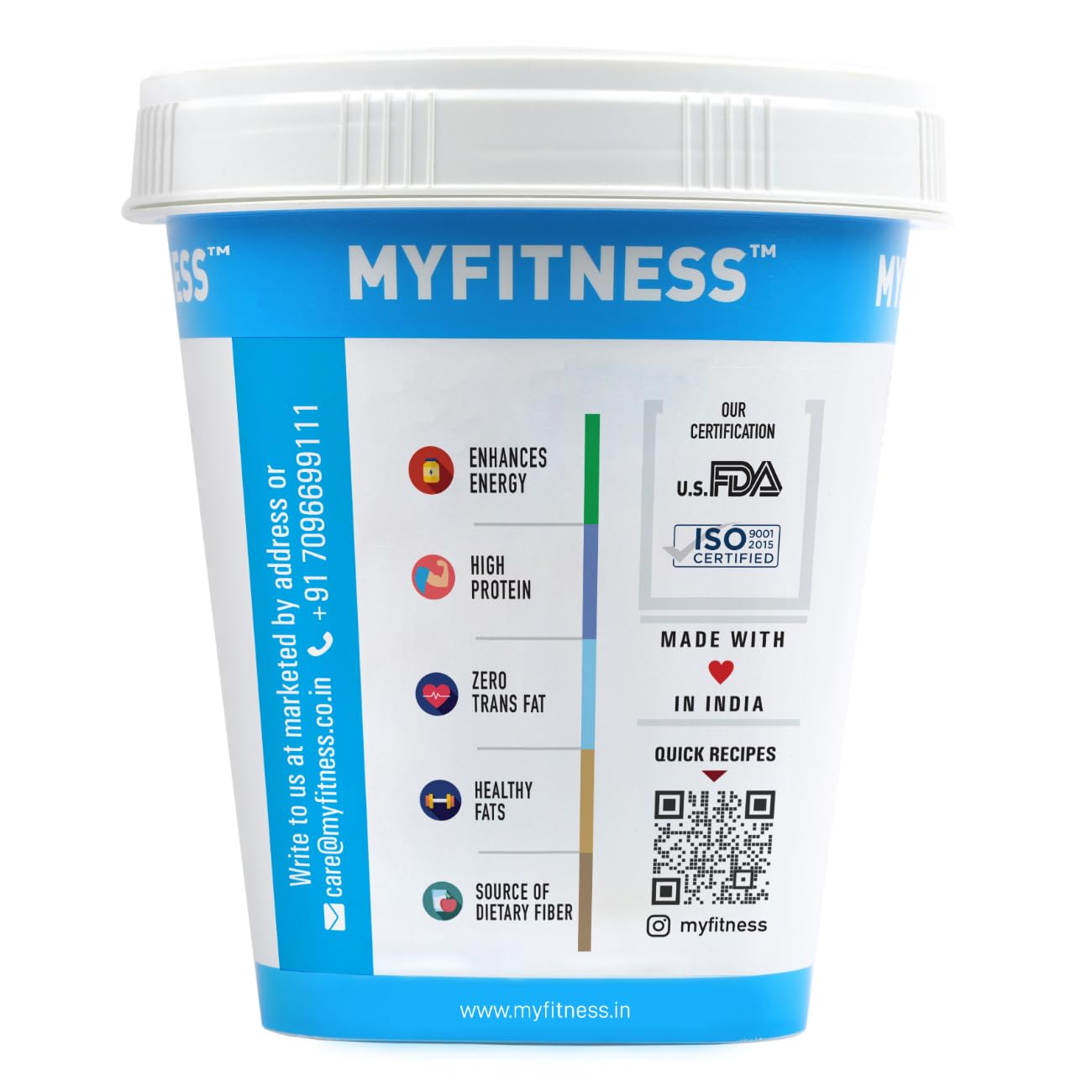 MYFITNESS Peanut Butter Chocolate Spread with Almond Crunch 510g | 25g Protein & 9g Fiber | Tasty & Healthy Nut Butter Spread for Breakfast | Cholesterol Free | Zero Trans Fat | Crunchy Peanut Butter