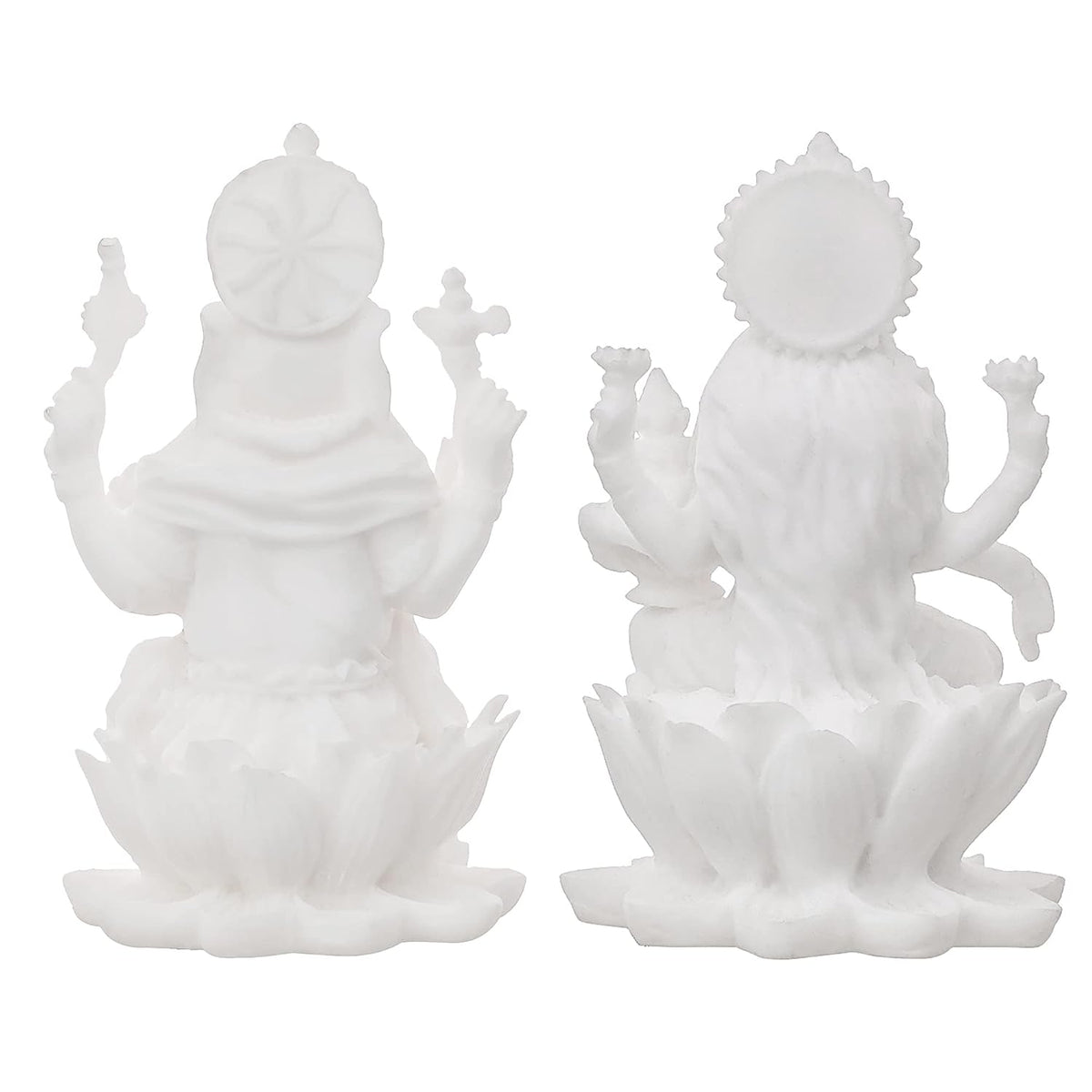 White Polyresin Lord Ganesha & Goddess Laxmi Statue