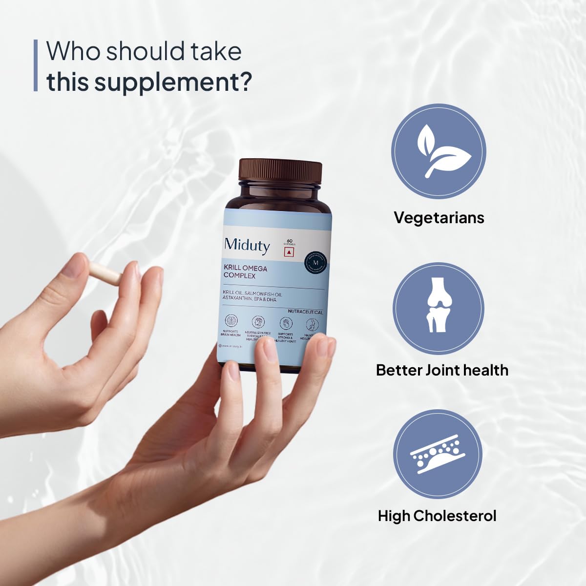 Zephivo Miduty Palak Notes Antarctic Fish Krill Oil - Triple Strength Omega 3 Capsule With Astaxanthin- Antioxidant - EPA & DHA - For Joints - Heart - Liver Krill Omega 3 Supplement 60 Softgel