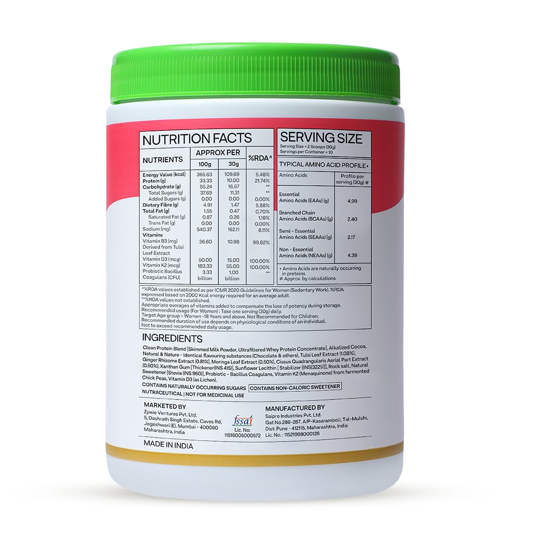 OZiva Daily Protein Activ for Women | Best Protein Powder for Women with 120g Protein, Probiotics, Shatavari for Increased Energy Levels, Bone Health and Hormonal Balance 300g