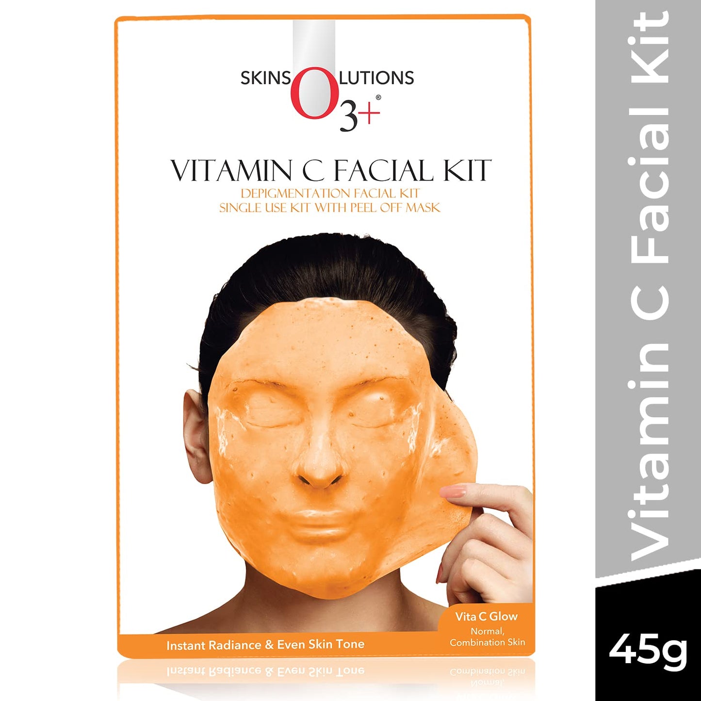 O3+ Vitamin C Facial Kit 45g with Peel Off Mask for Instant Radiance and Even Skin Tone | Ideal for Normal, Combination Skin