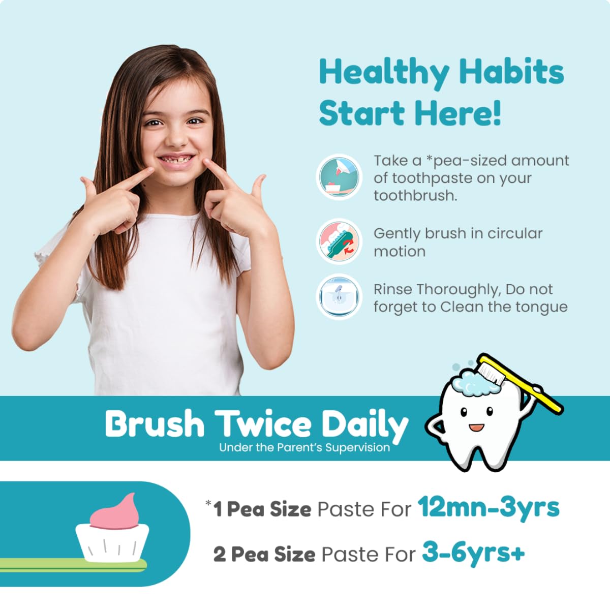 Mother Sparsh Natural Toothpaste for Kids-50g, Strawberry (With Free Toothbrush) | Strengthens Gums, Whitens Teeth | Preservative & Fluoride Free Baby Toothpaste | Anti Cavity + Enamel Care