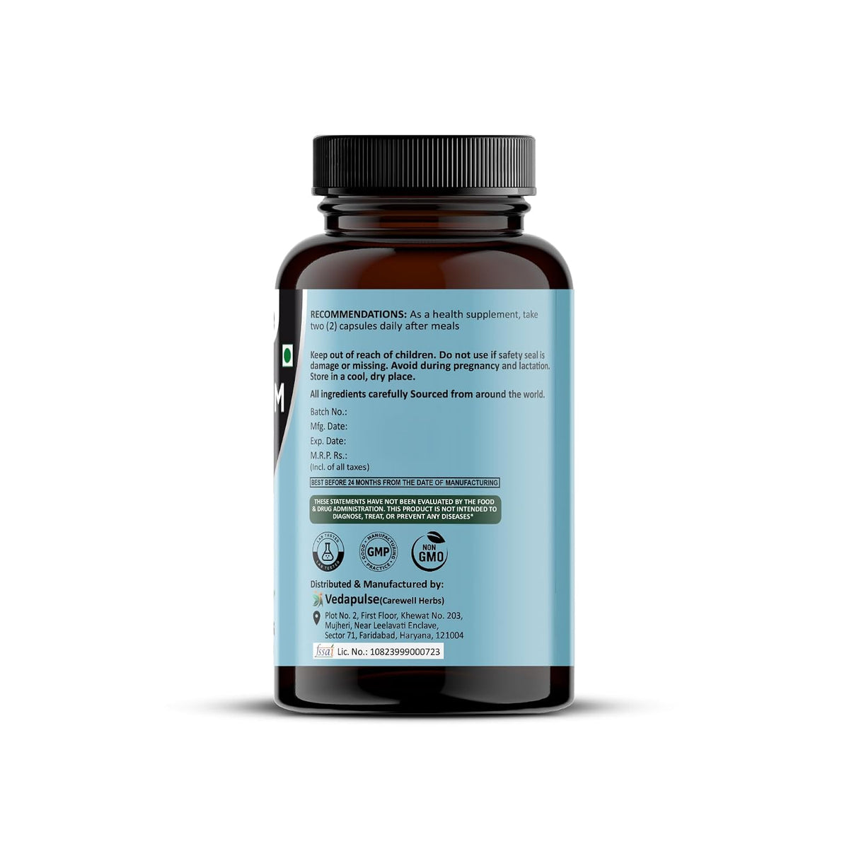 Vedapulse Potassium Citrate Capsules | Health Supplement | 800 mg Elemental Potassium per Serving | 60 Capsules
