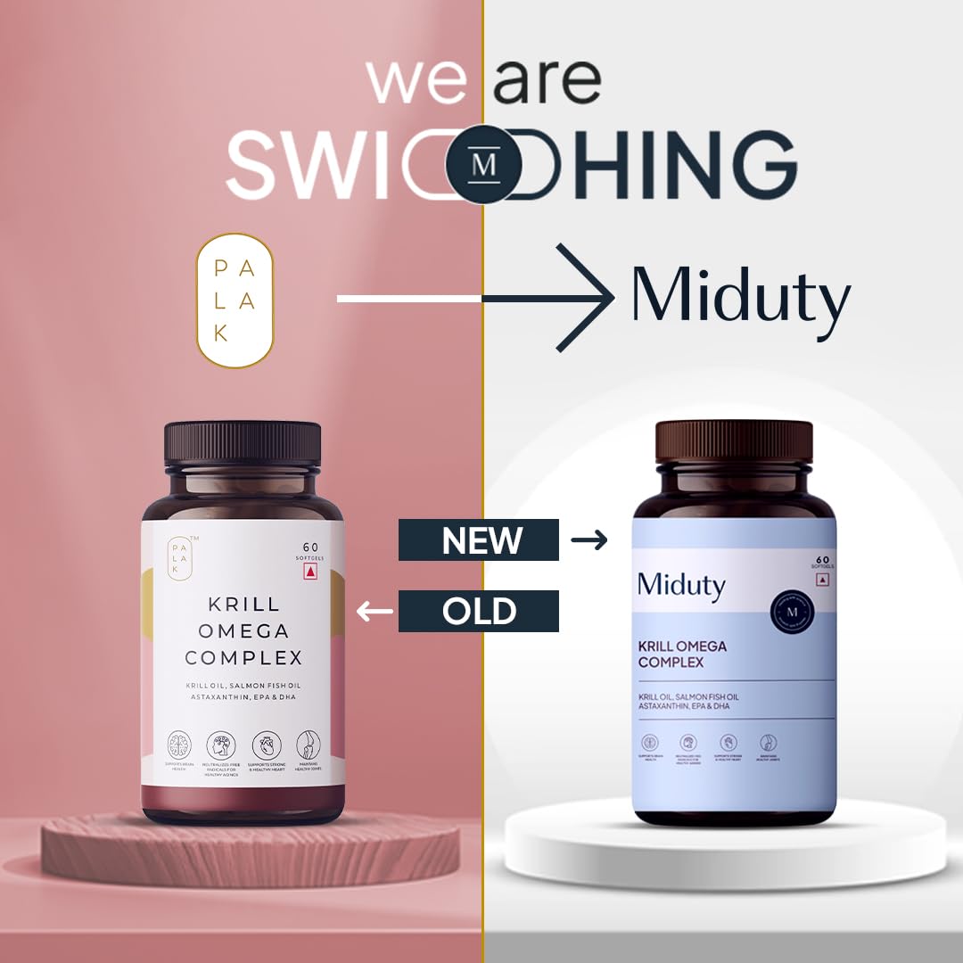 Zephivo Miduty Palak Notes Antarctic Fish Krill Oil - Triple Strength Omega 3 Capsule With Astaxanthin- Antioxidant - EPA & DHA - For Joints - Heart - Liver Krill Omega 3 Supplement 60 Softgel