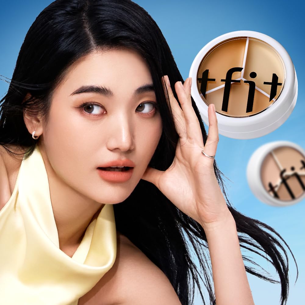TFIT Multi-Use Pot Concealer - Triple Palette | High-Pigmented, Full Coverage & Crease-Proof | Korean Concealer for Dark Circles, Redness & Blemishes, 03 COOL, 15g