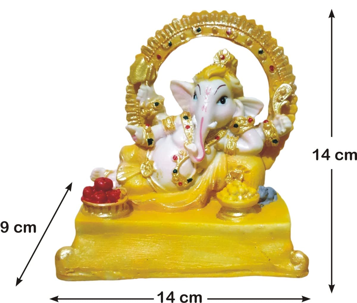 Ganesha Ganesh Ganpati Gajanan Statue Idol Murti Gift Item Decorative Showpiece Multicolor Polyresin Pack of 1 (B001)