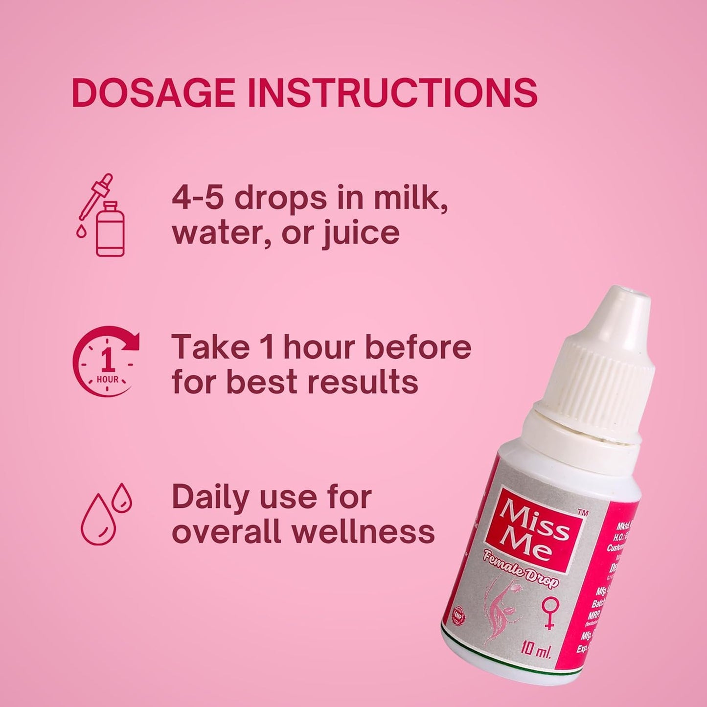 READYGIRL Miss Me Ayurvedic Drop for Female (10ml) | With Shatavari | Colourless & Flavourless Herbal Supplement | Can Be Mixed with Juice, Water, or Milk | 4–5 Drops Twice Daily