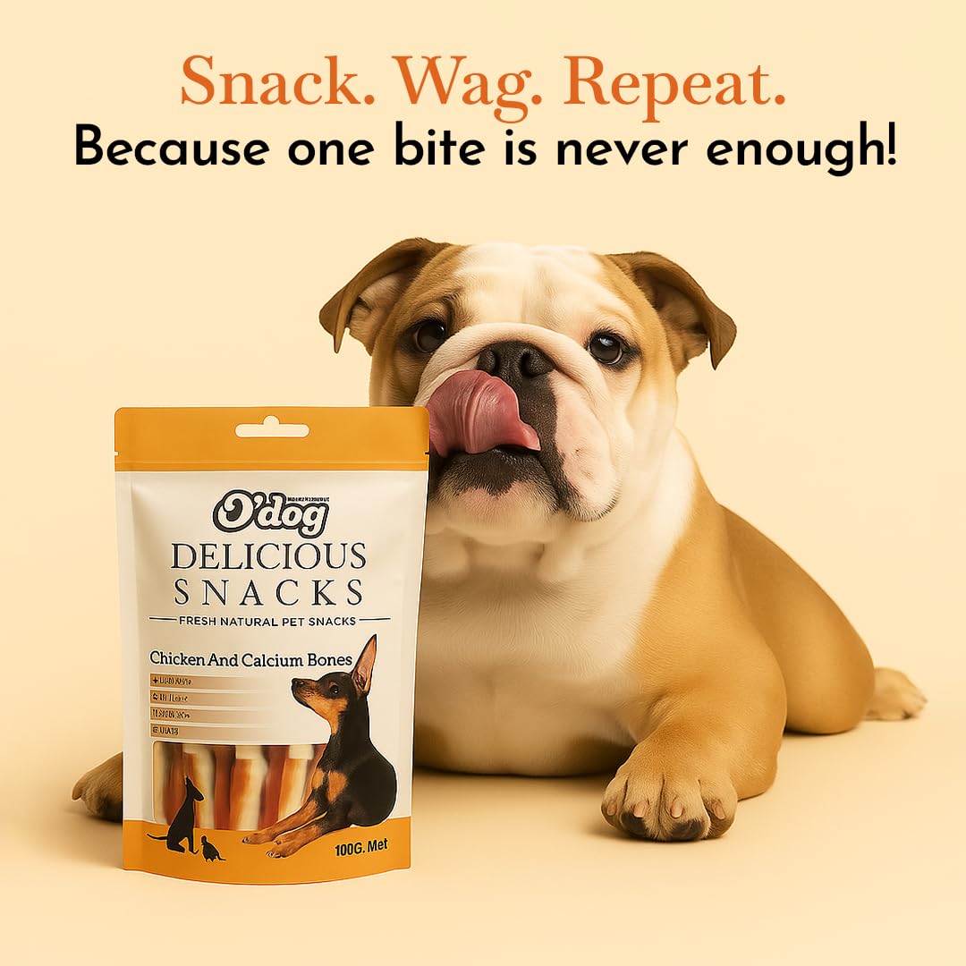 Pets Empire O'Dog Tasty Yummy Healthy Chicken and White Calcium Bone Treats for Dog (100 gm) Pack of (1)