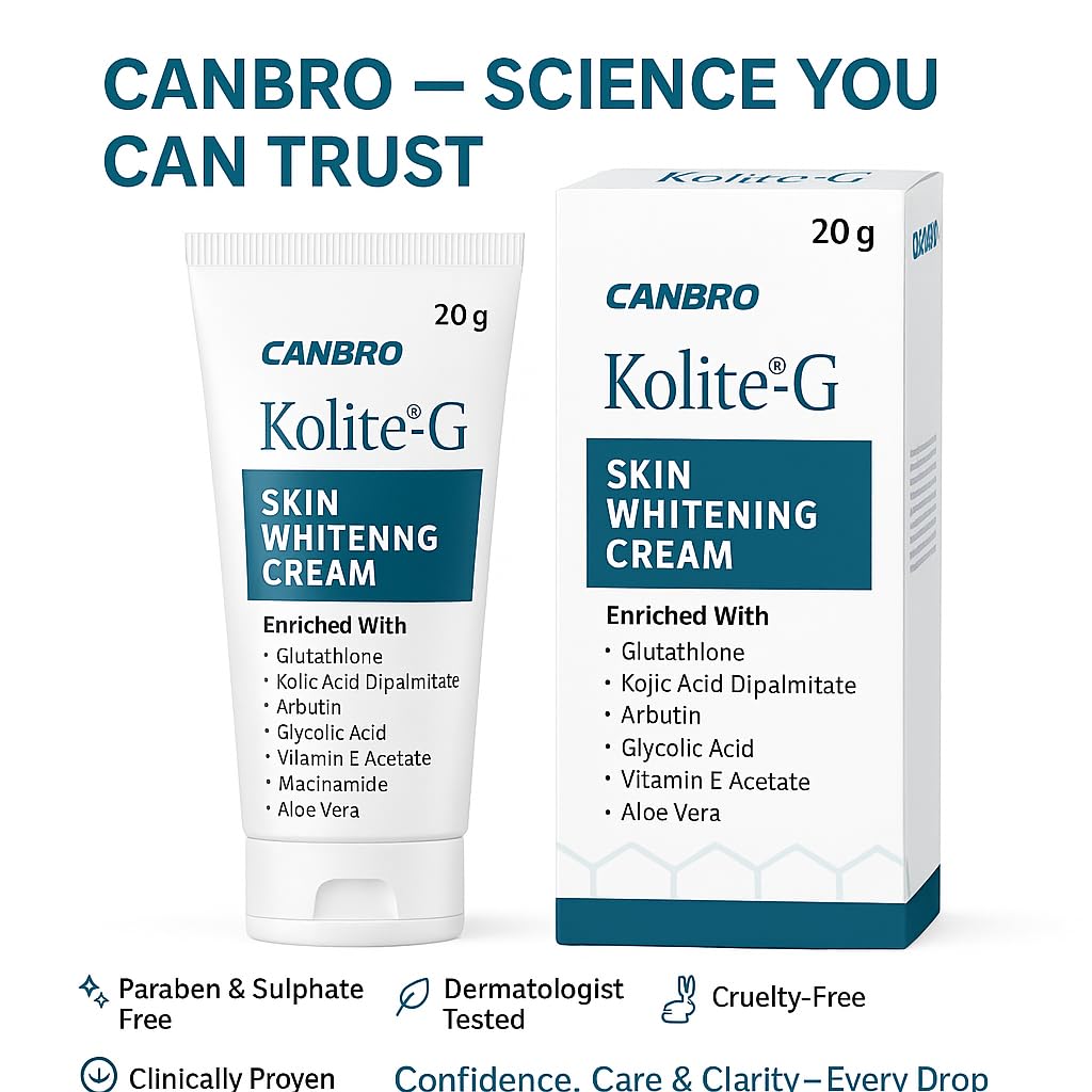Kolite-G Skin Whitening Cream 20g | Enriched with Glutathione, Kojic Acid, Arbutin, Niacinamide & Aloe Vera | Brightening, Tan Removal & Even Skin Tone Face Cream by CANBRO