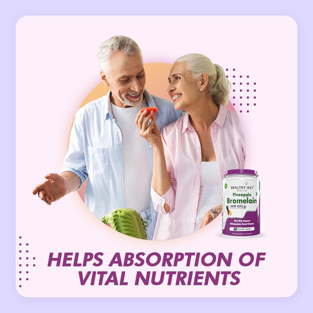 Zephivo HealthyHey Nutrition Bromelain Digestive Enzyme- High Concentrate -60 Veg. Capsules
