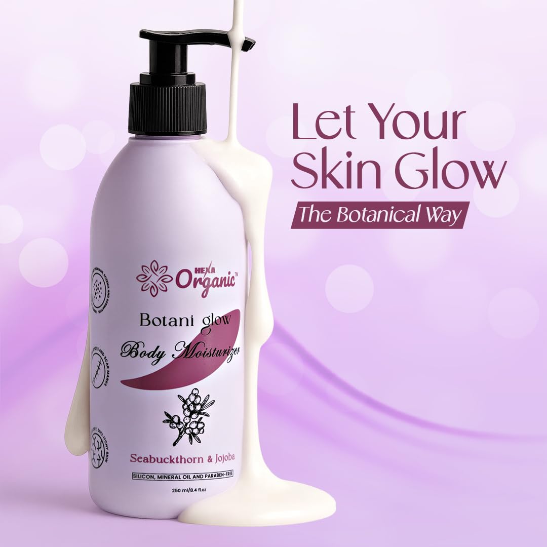 Botani Glow Herbal Moisturizer – With Seabuckthorn, Amla, Tulsi, Green Tea, Aloe Vera, Jojoba & Almond Oil | Deep Hydration, Skin Regeneration, Glow & Nourishment | For All Skin Types | 250 ML
