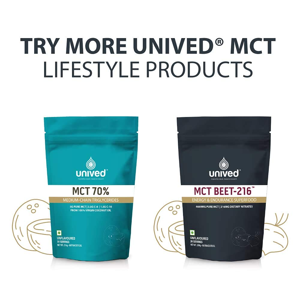 Zephivo Unived MCT Beet-216 | Energy & Endurance Superfood | Pure MCT 4.6g 70/30 C8:C10 & 216mg Dietary Nitrates | Vegan & Keto Friendly | 200g