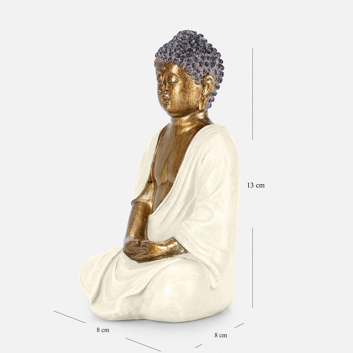 Pure Home + Living Ivory Antique Gold Polyresin Meditating Sitting Buddha - Small Showpiece Idol Home Decor Items for Living Room and Gifts | Elegant Seated Pose Home & Garden Decor Accent (Pack of 1)