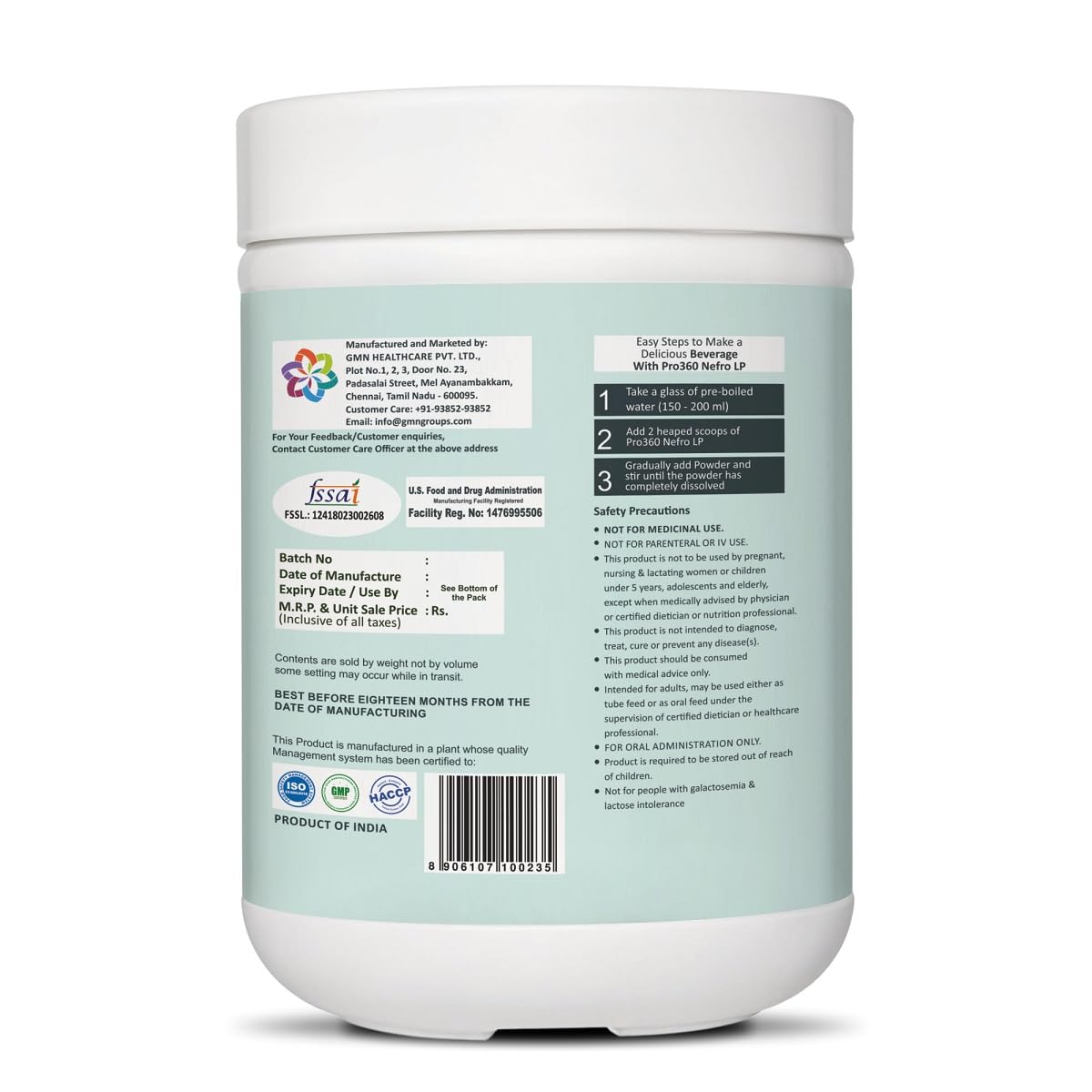 Pro360 Nefro LP Powder Vanilla Flavour โ 400g Low Protein Nutrition Supplement for Kidney Health (Non-Dialysis) โ Vanilla Protein Powder Enriched with L-Taurine, L-Carnitine & Essential Nutrients