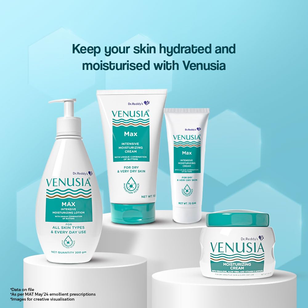 VENUSIA Max Moisturiser For Everyday Use for Dry Skin, Contains Shea Butter, Mango Butter, Aloe Butter & Cocoa Butter. Paraben Free & Non irritant formula, Dermat Recommended, 75g