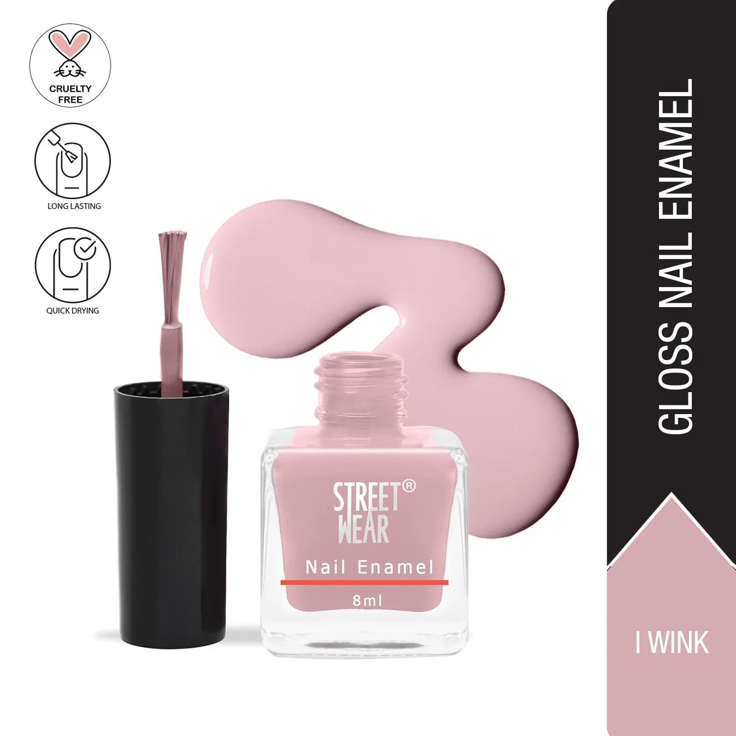 Street Wear Street Wear Nail Enamel - Pretty Girl Collection - I Wink - 8ml, I Wink, 8 ml