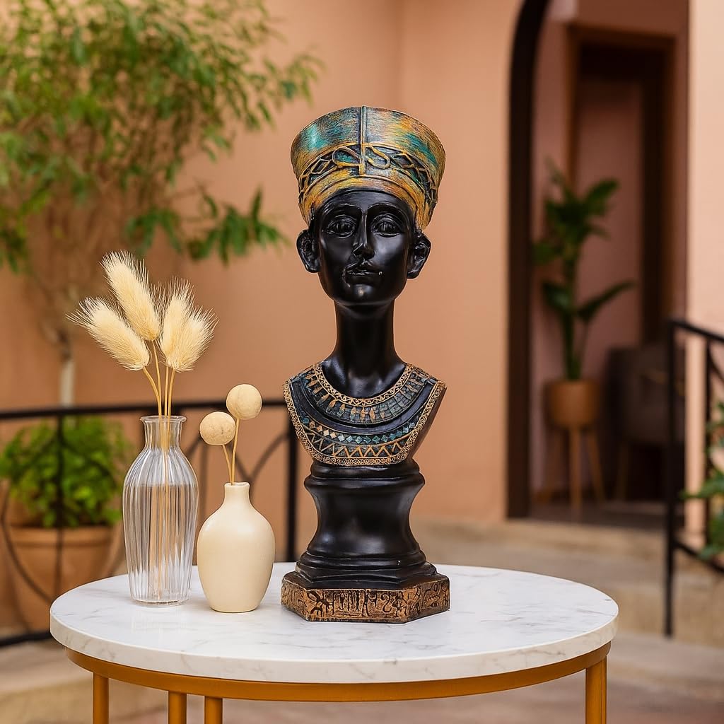 African Lady Statue with Pot|Stunning Cultural Home Décor (Pack of 1, Black & Gold, Model 4)