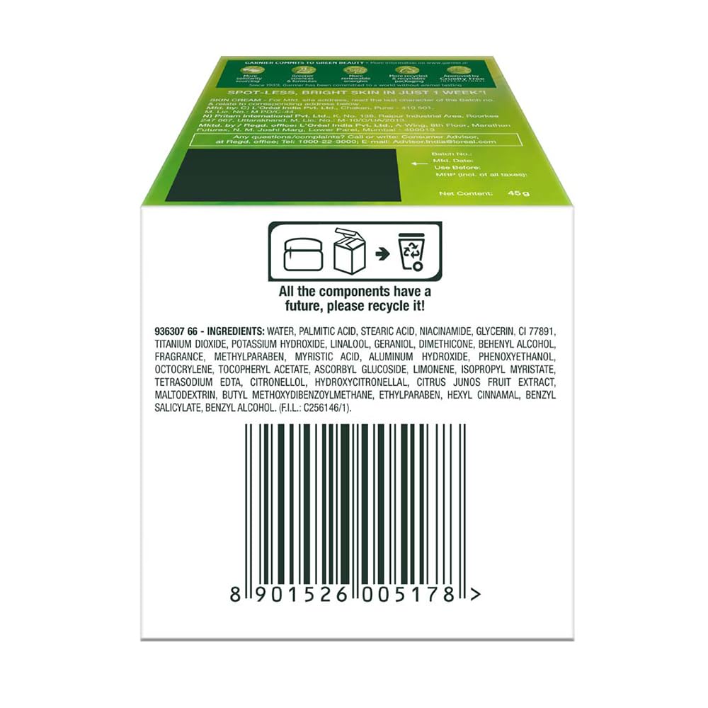 Garnier Skin Naturals Bright Complete Vitamin C Serum UV Cream, Vitamin C Day Cream for Sun Protection and Skin Brightening - Suitable For all Skin Types, 45g