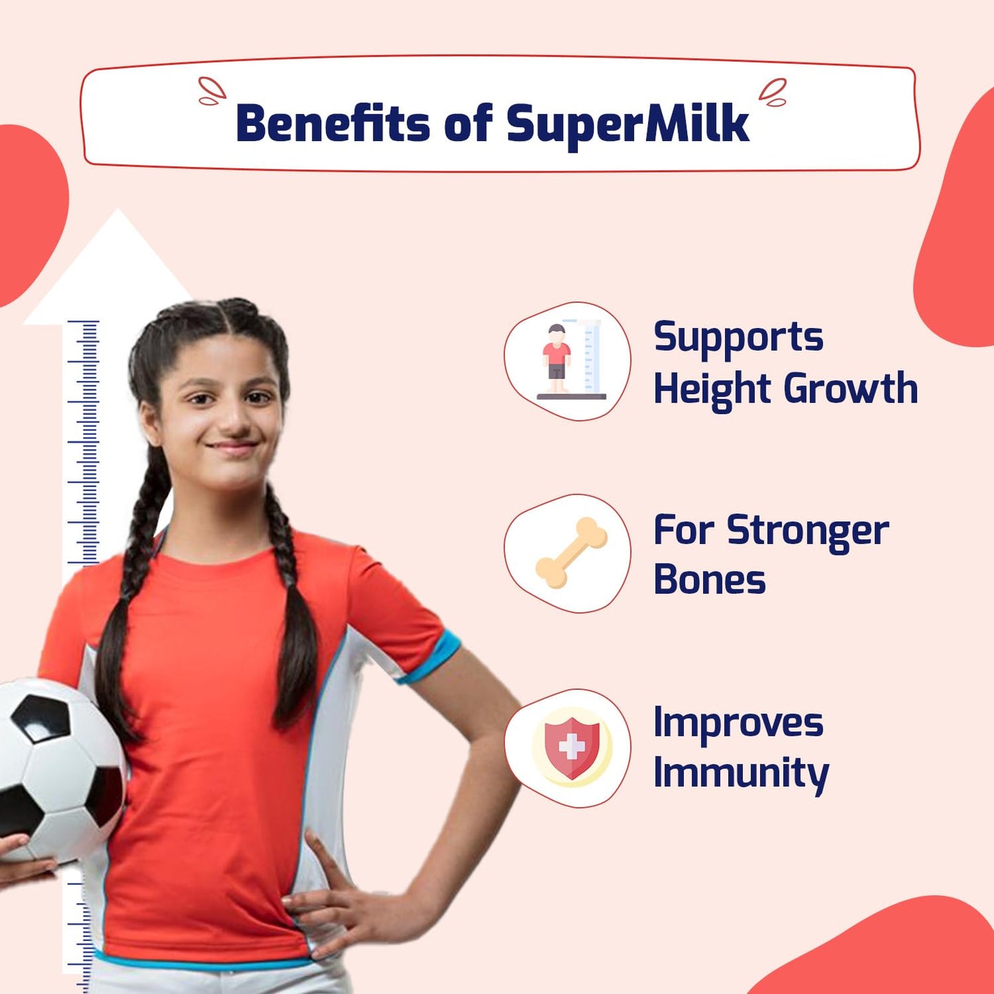 Gritzo SuperMilk Height+ (13+y Girls), 13g Protein Powder (Double Chocolate, 400g) | Zero Refined Sugar, 21 Vitamins & Minerals