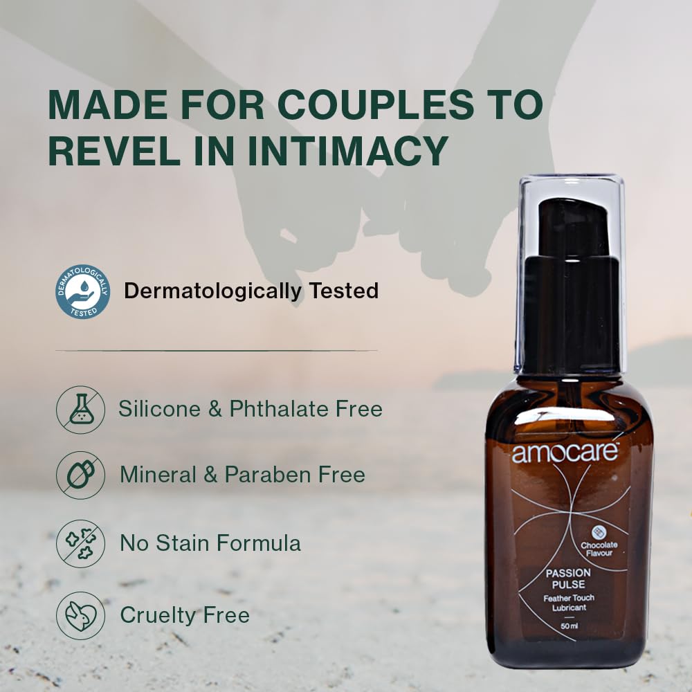 Amocare Long Lasting Lubricant Gel for Men & Women | Dermatologically Tested and pH balanced | Water-based, non-sticky, and no Nasties formula | Toy & Condom Compatible | Strawberry Flavour | 50 ml