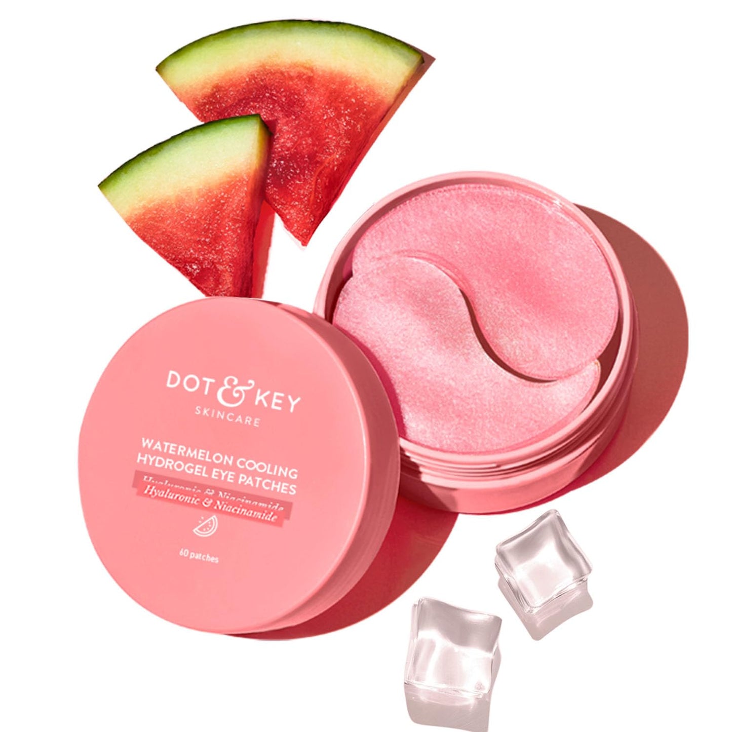 Zephivo Dot & Key Watermelon Cooling Hydrogel Under Eye Patches for Dark Circles & Puffiness Reduction | With Hyaluronic & Niacinamide | Eye Patches | Instantly Hydrates, Cools & De-Puffs | 60 Patches
