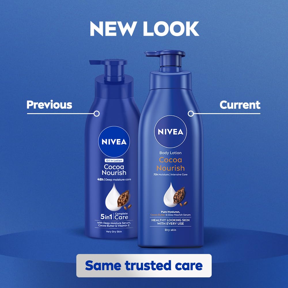 NIVEA Cocoa Nourish 400ml Body Lotion with Deep Moisture Serum| 48 H Moisturization | With Cocoa Butter & Coconut Oil | Non Greasy & Healthy Looking Skin |For Very Dry Skin