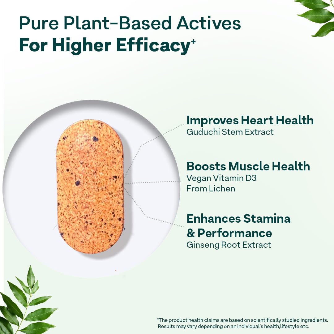 OZiva Plant Based Multivitamins for Men 35+| For Heart & Muscle Health, Stamina & Performance| With Guduchi Extract, Vegan Vitamin D3, 50 Vegetarian Capsules