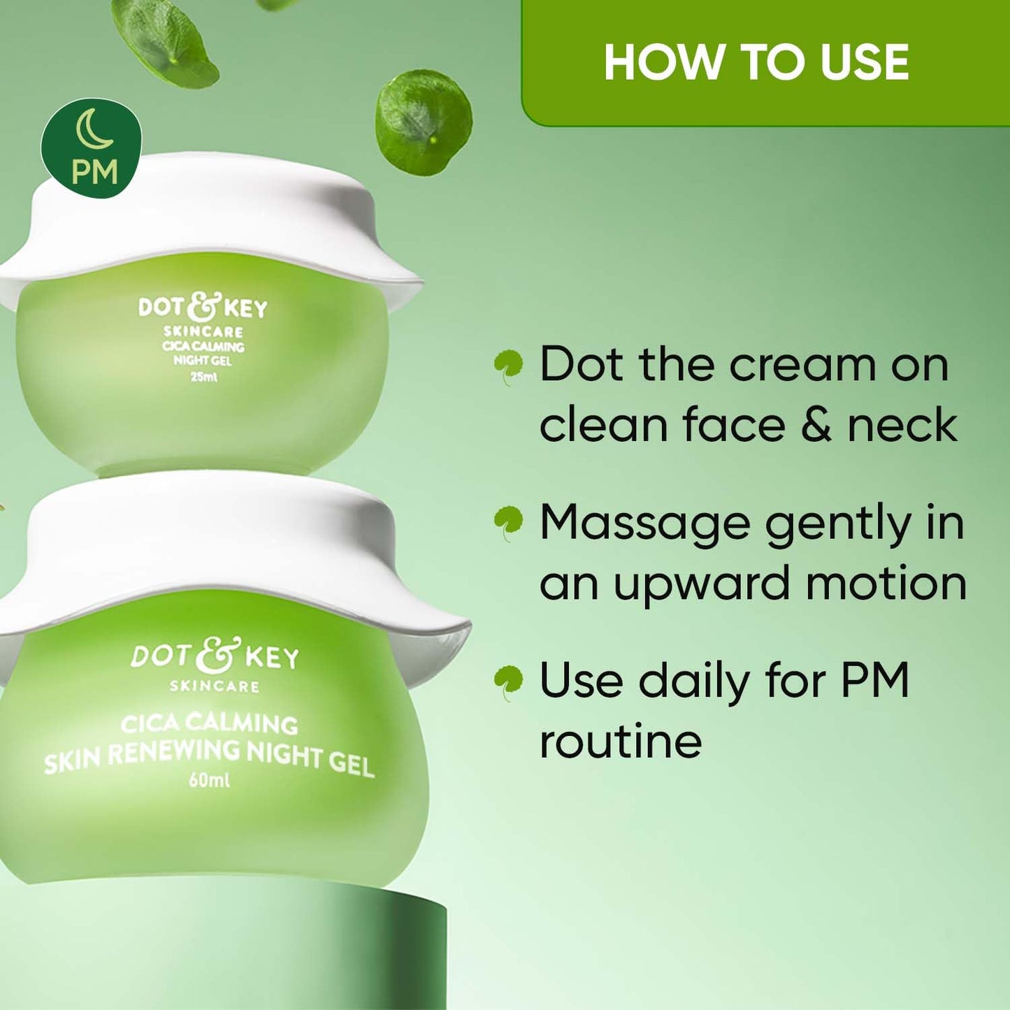 Zephivo Dot & Key CICA Calming Skin Renewing Night Gel | For Oily, Acne Prone And Sensitive Skin | Night Cream with Niacinamide, Green Tea & Hyaluronic | Fades Blemishes & Dark Spots | 60ml