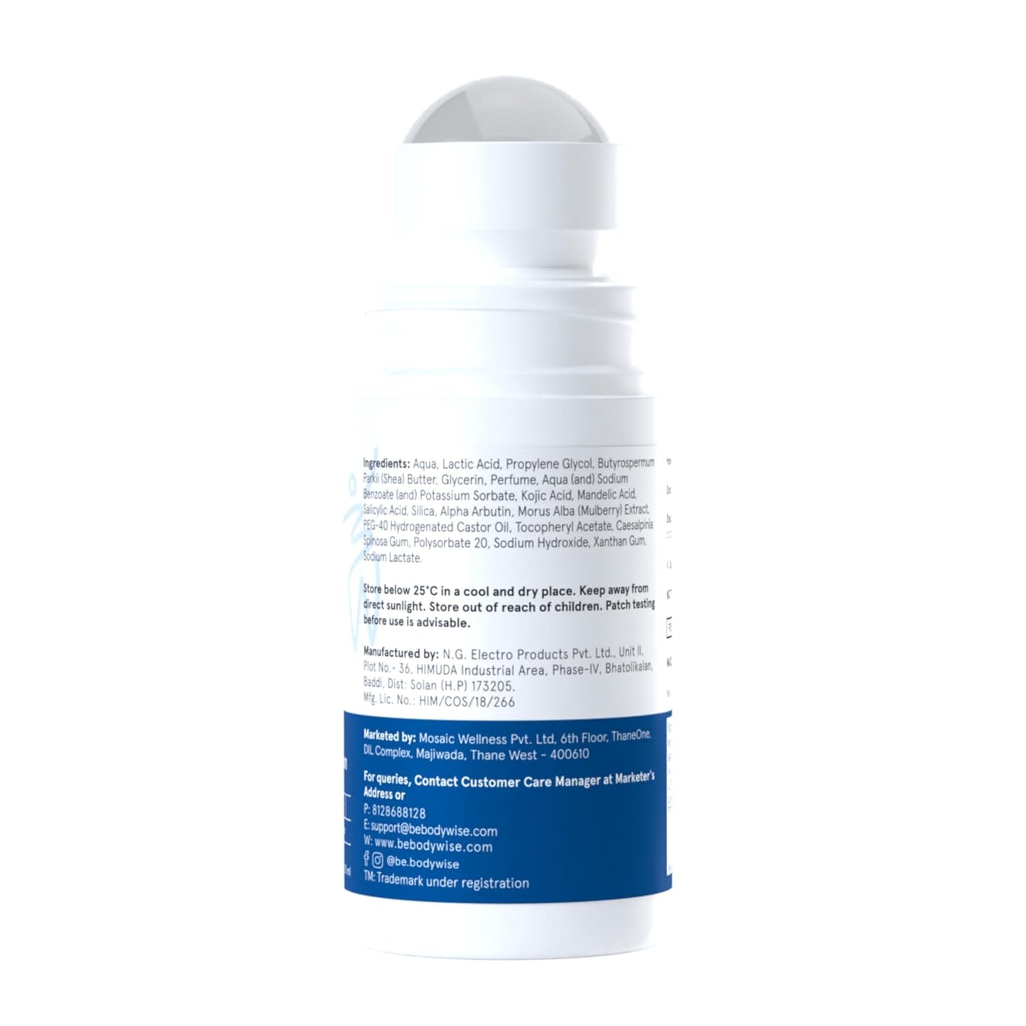 Be Bodywise 6% AHA BHA Underarm Roll On Deodorant,Flora Fragrance,1% Mandelic, 4% Lactic,1% Salicylic & Kojic Acid, Prevents Body Odour,Fades Pigmentation & Brightens,Kills Bacteria, Alcohol & Aluminum Free, 50ml