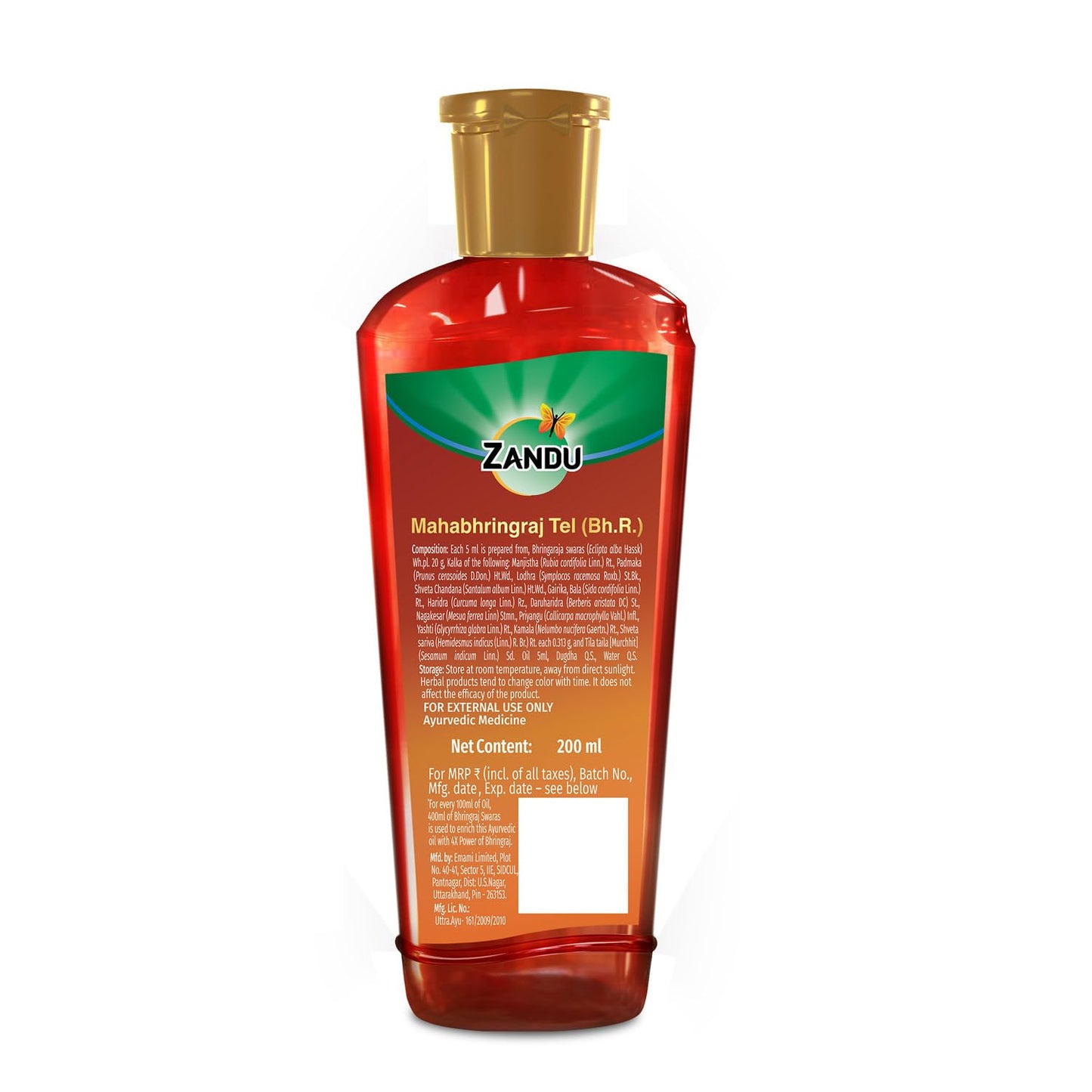 Zandu Mahabhringraj Tel (200ml): Original Hair Oil with 100% Pure Sesame Oil | 4X Power of Bhringraj | Scientifically Proven | 13 Potent Herbs | Hair Fall Control, No Parabens, Harmful Chemicals