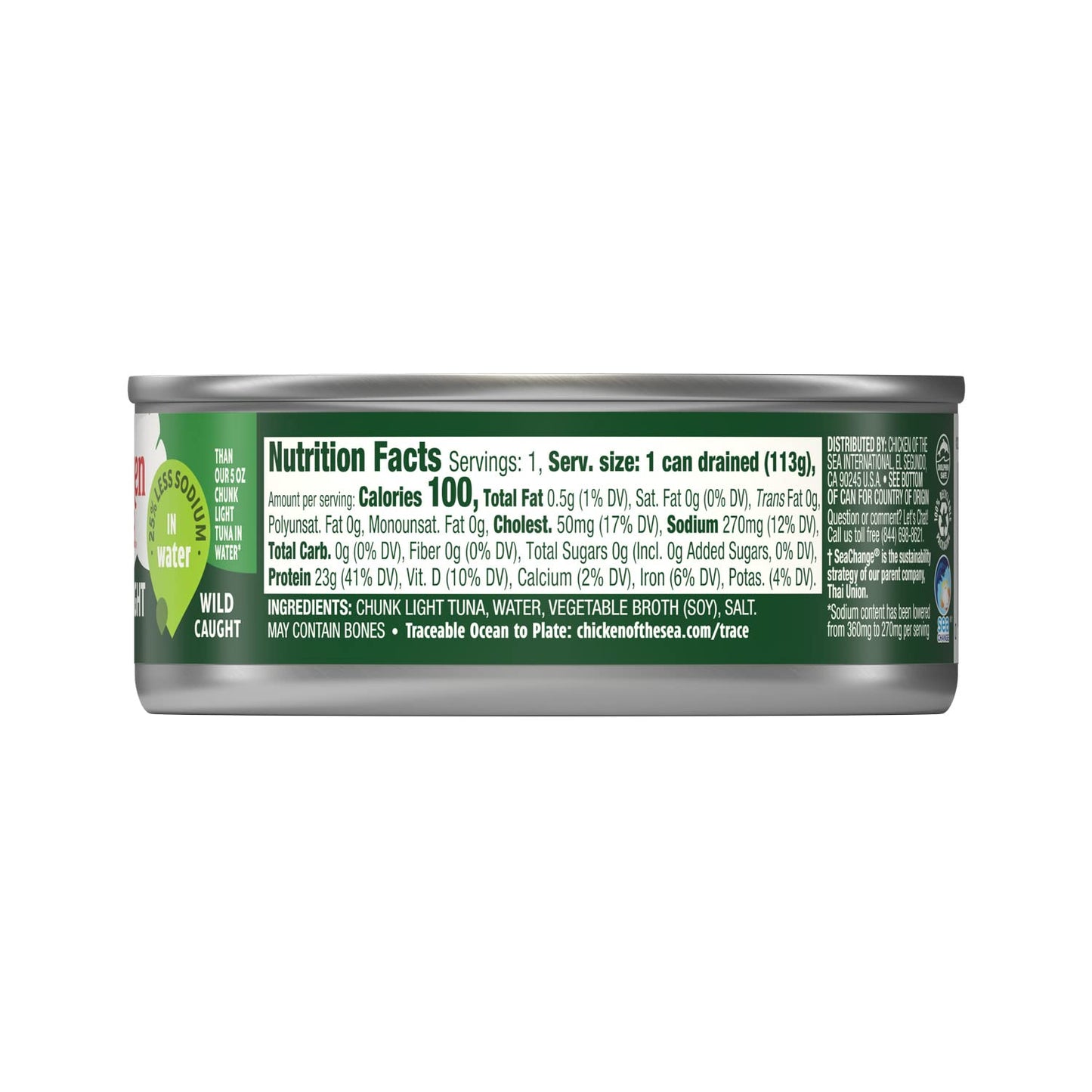 Chicken of the Sea Chunk Light Tuna in Water, 5 oz. Can (Pack of 1), Wild Caught Canned Tuna