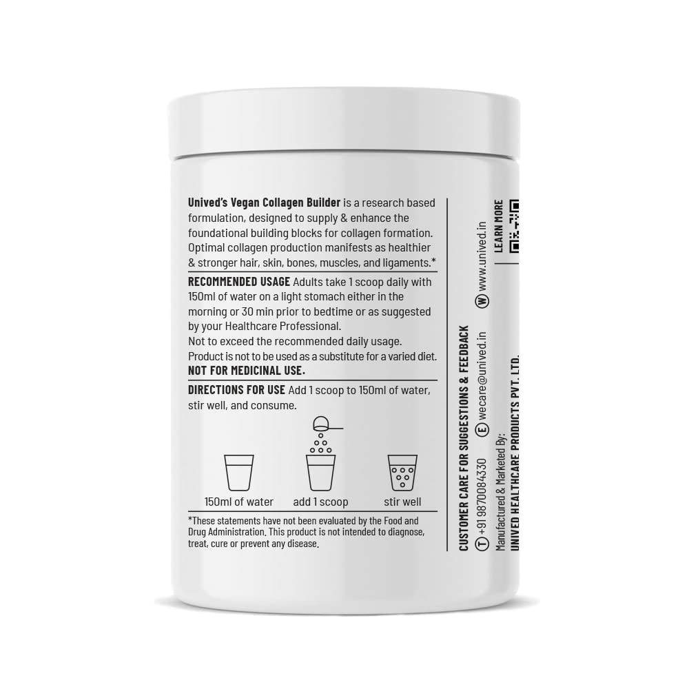 Zephivo Unived Vegan Collagen Builder,Research Based Formulation For Collagen Synthesis, Hydration, & Protection,For Men & Women, Skin, Hair, Bones, & Tissue, Strength & Health (Mango, 45 Servings) - Powder