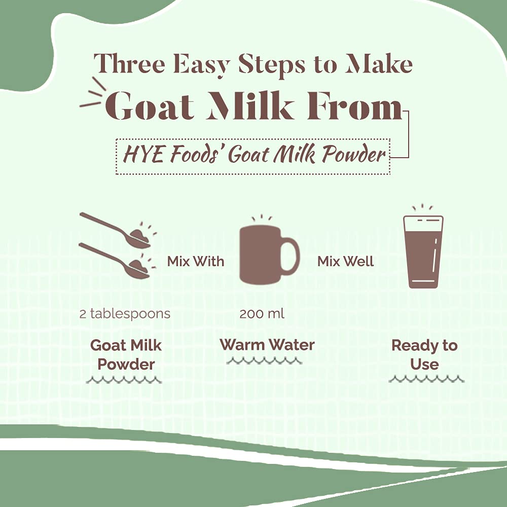 HYE Foods Goat Milk Powder 200g | Everyday Goat Milk | Rich in Vitamin A, B2 & Selenium | Rich in Calcium & Phosphorus for Bones | Easy to Digest & Great for DIY Skincare