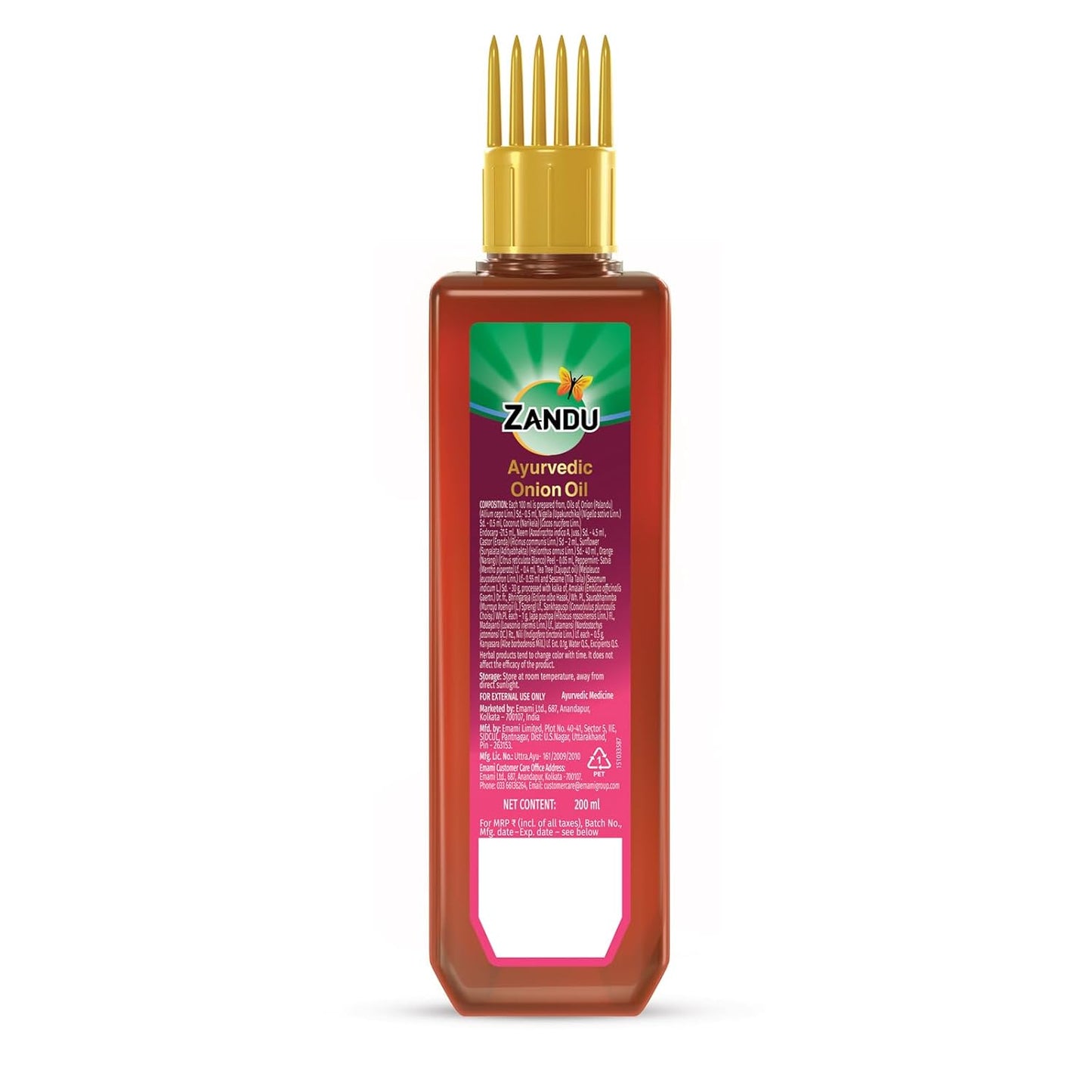 Zandu Ayurvedic Onion Oil (200ml): Power of Onions for Strong & Smooth hair | 9 Herbs & 10 Natural Oils | Helps reduce Hair Thinning & Hair Breakage | Improves Hair Quality | Controls Dandruff