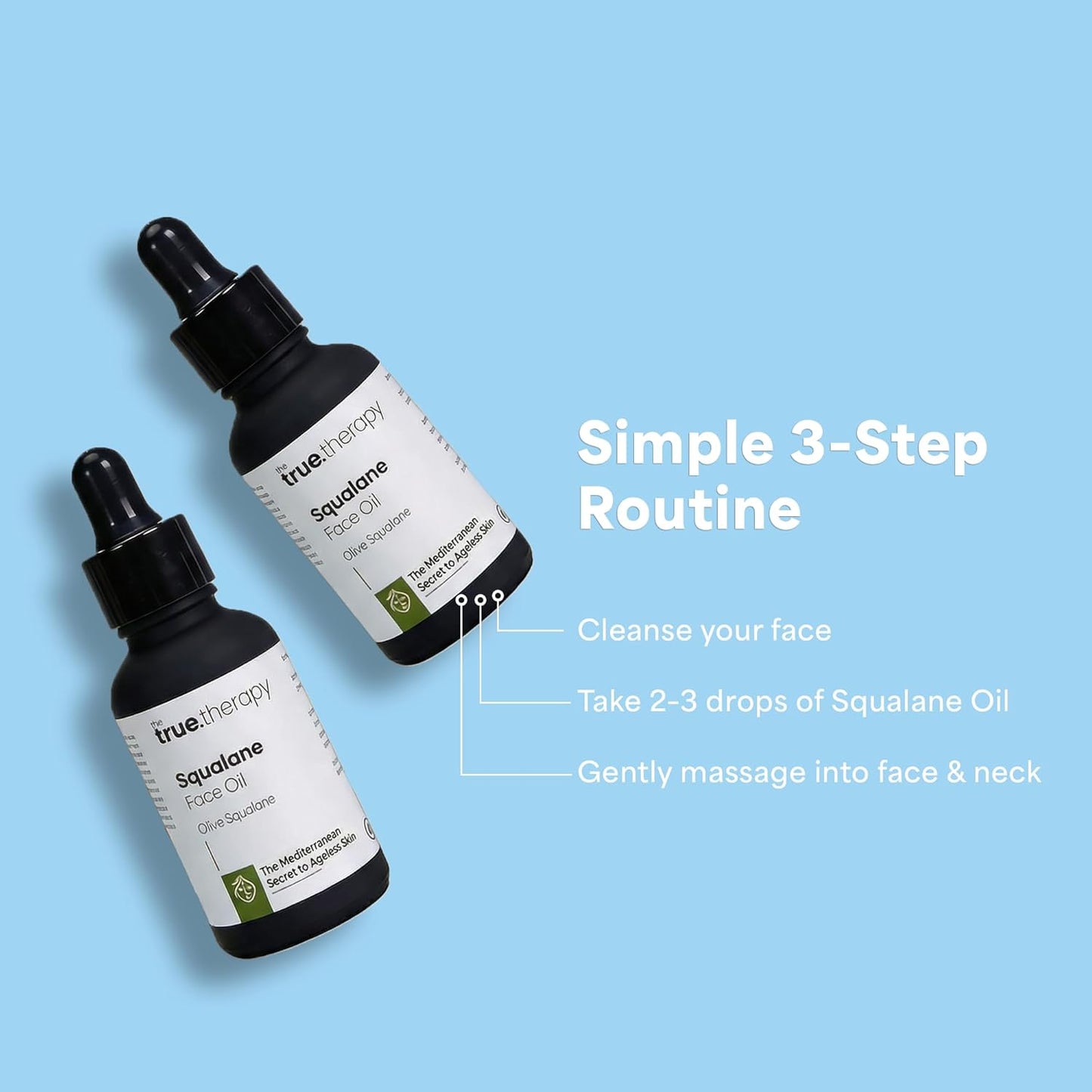The True Therapy Squalane Oil, 100% Plant-Derived Lightweight Face & Skin Oil, Deep Hydration & Moisture Lock, Non-Comedogenic, Fast Absorbing, For All Skin Types | 30 ml