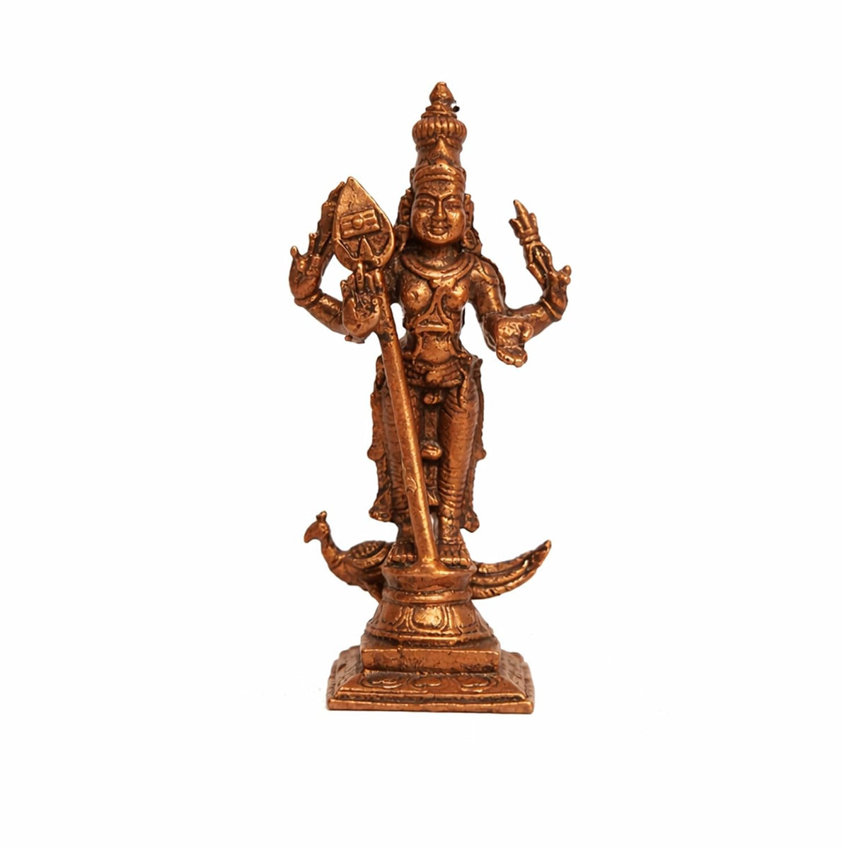 Pure Copper Murugan Murti | Handcrafted Copper Idol for Pooja Room, Vastu Decor | Traditional & Auspicious Religious Hindu God Showpiece & Gift Item | 63gm (7x3.5 cm)