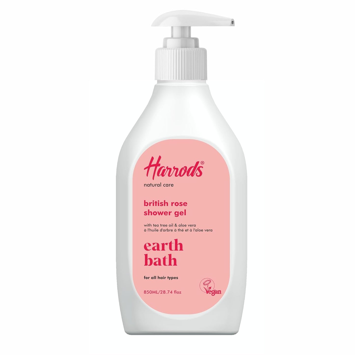 Harrods Rose Body Wash Refill Pack 850ml | Luxurious Rose-Scented Shower Gel | Moisturizes Dry Skin | Gentle Skin Cleanser | 100% Natural Ingredients