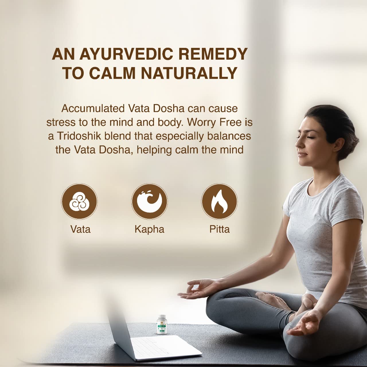 Zephivo Maharishi Ayurveda Ashwagandha Worry Free Ayurvedic Tablets, Help Keeps The Mind And Body Calm And Relaxed Non Addictive 60 Tablets